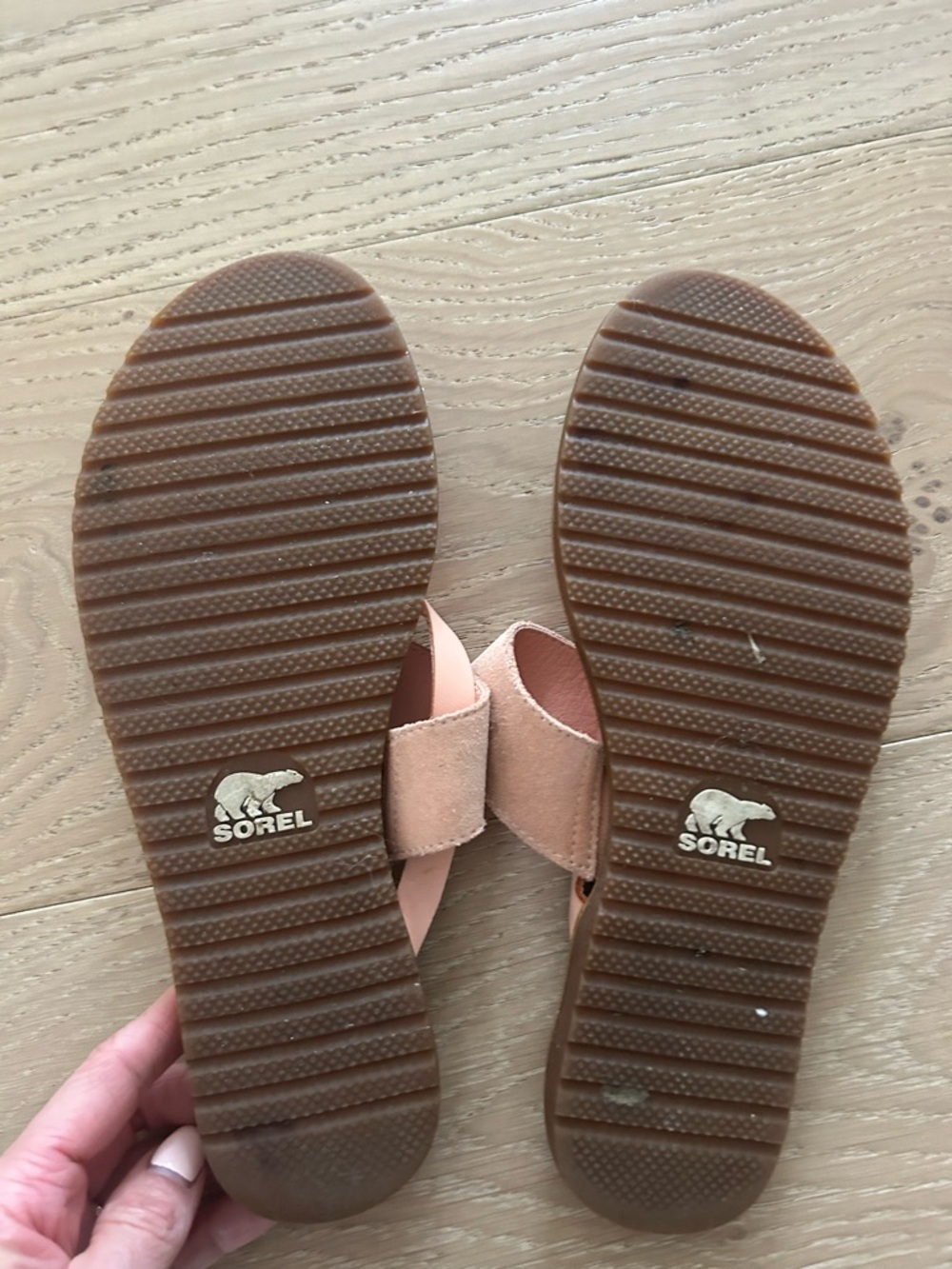 Sorel Women's Light Coral Leather Thong Sandals - Picture 5 of 6
